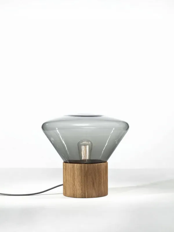 Brokis Lampa biurkowa / podłogowaMuffins Wood wys,. 34,5 cm szara Kup online