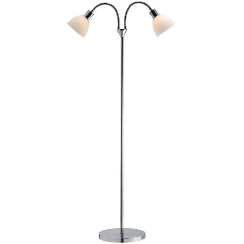 Sprawdź teraz Nordlux Lampa podłogowa Double Ray srebrno-biała ze ściemniaczem wys. 155 cm