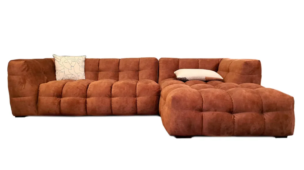 Dostępne od ręki Nordic Line Sofa narożna / narożnik prawy tapicerowany Michelle ceglany szer. 292 cm