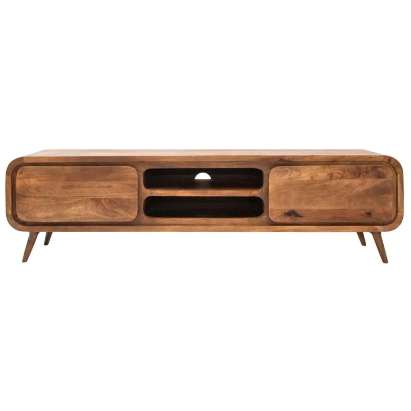 TABLE4U Drewniana szafka RTV Zośka 150x40x50 - kolor bursztyn Szybka dostawa