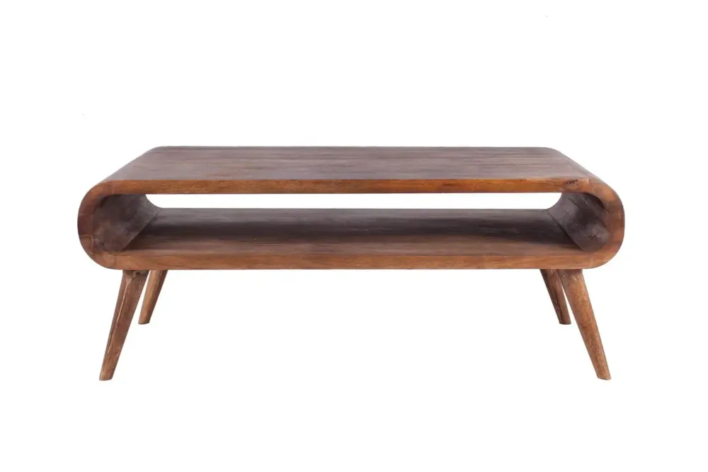 Nie przegap TABLE4U Drewniany stolik kawowy Gubbe 100x50x40 - kolor bursztyn