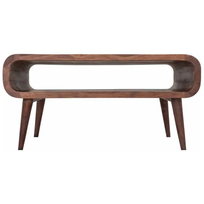 Bestseller TABLE4U Drewniany stolik kawowy Gubbe 100x50x40 - kolor czekolada