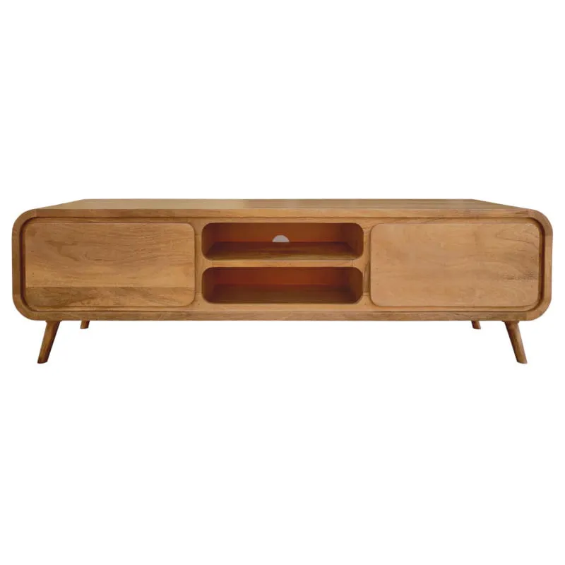 Cena promocyjna TABLE4U Drewniana szafka RTV Zośka 180x40x50 - kolor karmel
