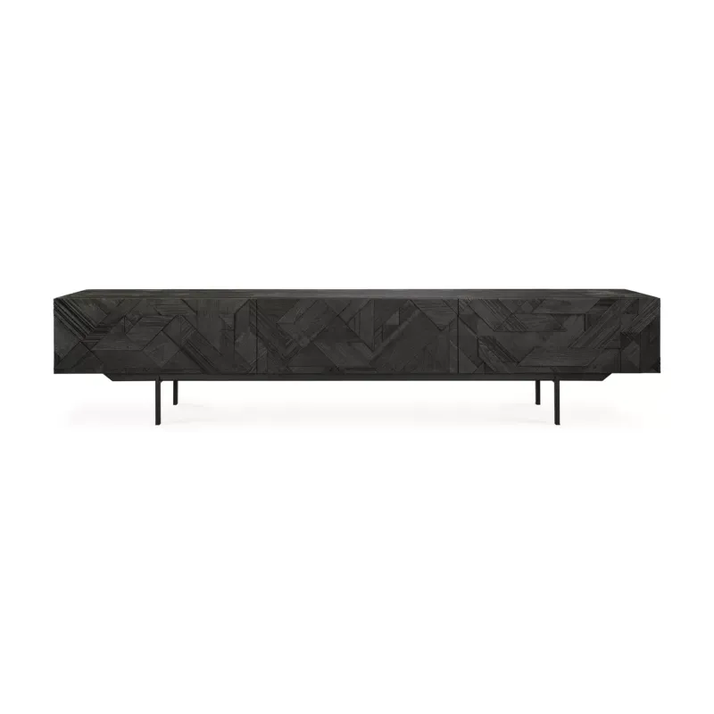 Ethnicraft Szafka RTV Graphic drewniana czarna szer. 240 cm Wyprzedaż