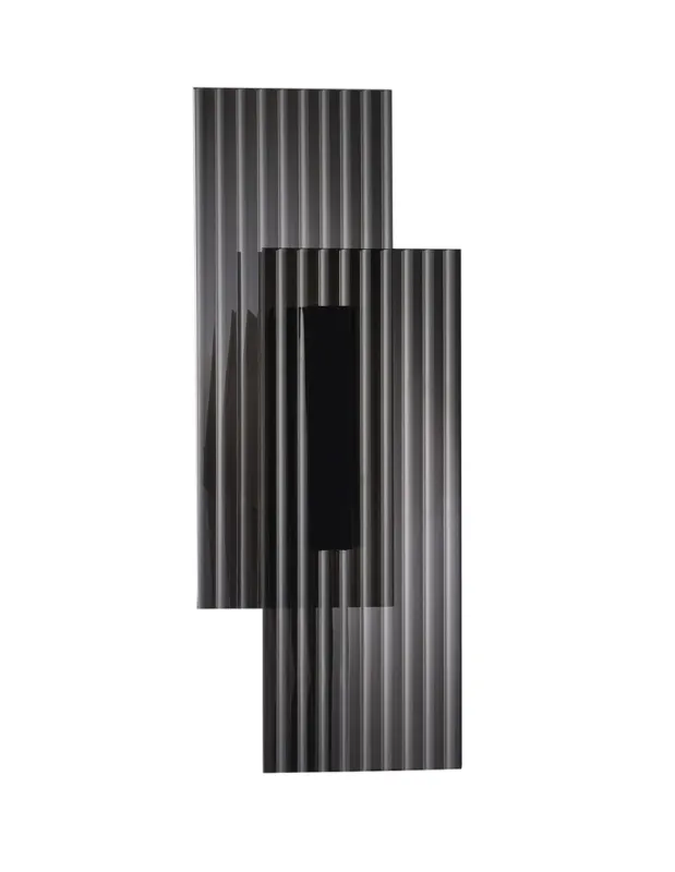 Premium Step Into Design Lampa ścienna NOIR LED, kinkiet czarny ryflowany dwustronny ST-HC-D09