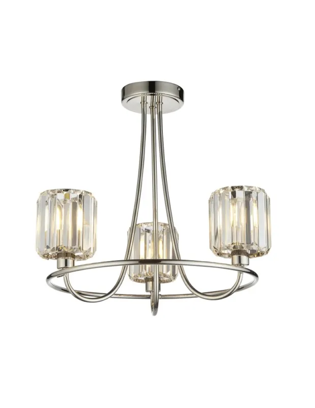 Endon Berenice Sufitowa 3xE14 Powłoka z Jasnego Niklu i Przezroczyste Szkło 104107 Oferta limitowana