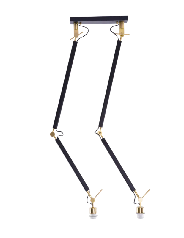 Azzardo ZYTA 2 S PENDANT LAMPBODY BK/GO 2xE27 Sufitowa Ramiona Ruchome Bez Abażurów Czarny Złoty AZ4191 kolory-swiatla.pl Szybka dostawa