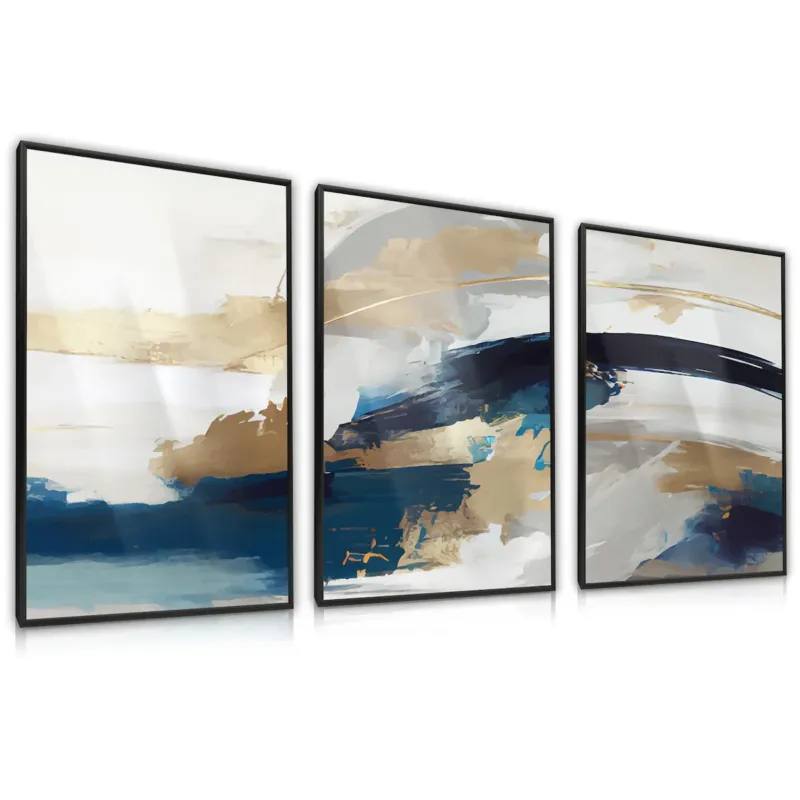 ZESTAW 3X PLAKAT W RAMIE DO SYPIALNI PASTELOWA ABSTRAKCJA AKWARELE 30x40cm - Kup teraz