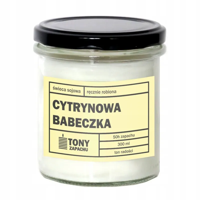 Promocja Naturalna świeca zapachowa sojowa w słoiku CYTRYNOWA BABECZKA Upominek -
