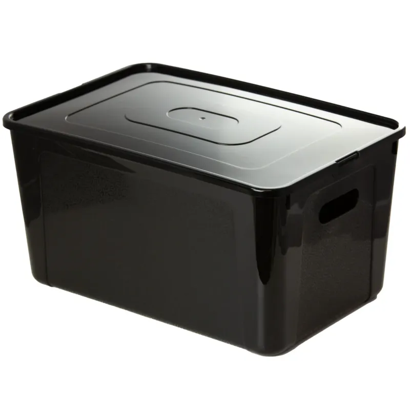 Ostatnia szansa Pojemnik Pudło Plastikowe 39X26X20.5 Cm 20 L Z Pokrywą Do Przechowywania Czarne -