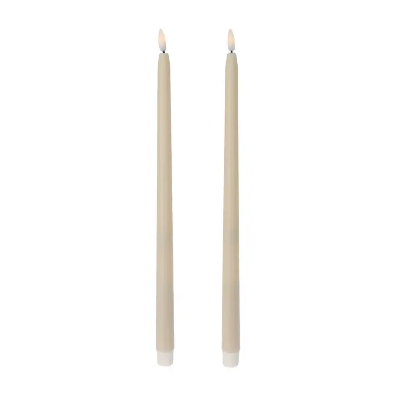 Woskowane świece stołowe z LED, 38 cm - Premium