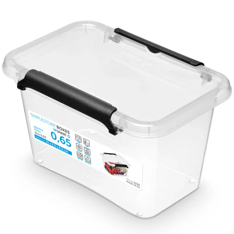 Popularny Pojemnik Plastikowy Pudełko Z Pokrywą Box Do Przechowywania Mały 0,65L -