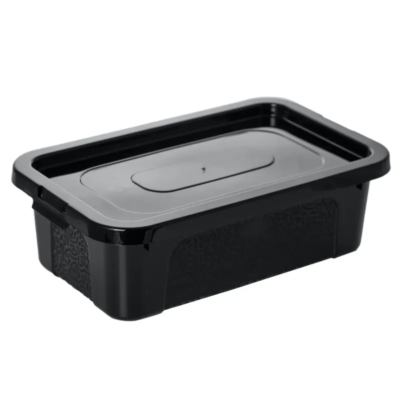 Premium Pojemnik Plastikowy Z Pokrywą Zamykany Pudełko Box Czarny 4,5 L -
