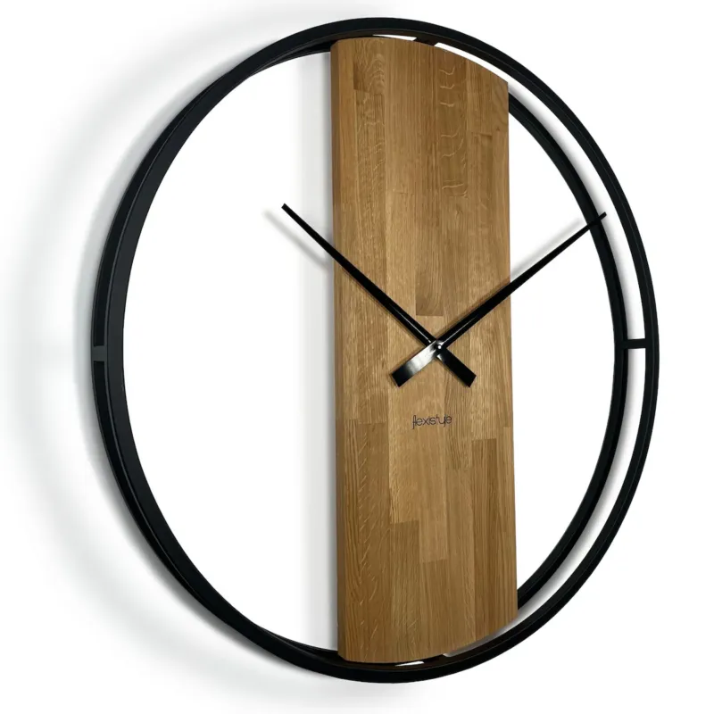 Tylko dziś Zegar okrągły dębowy LOFT OVAL metal 80cm -