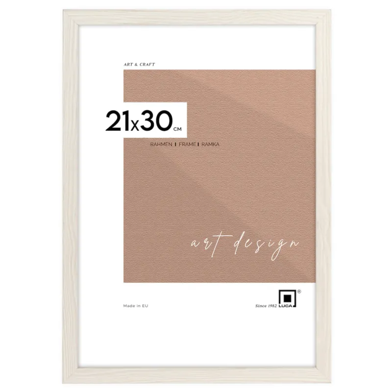 Ostatnie sztuki Biała z przetarciami ramka na zdjęcia 21x30 cm A4 rama MDF z plexi klasyczna ramka zawieszka stopka -