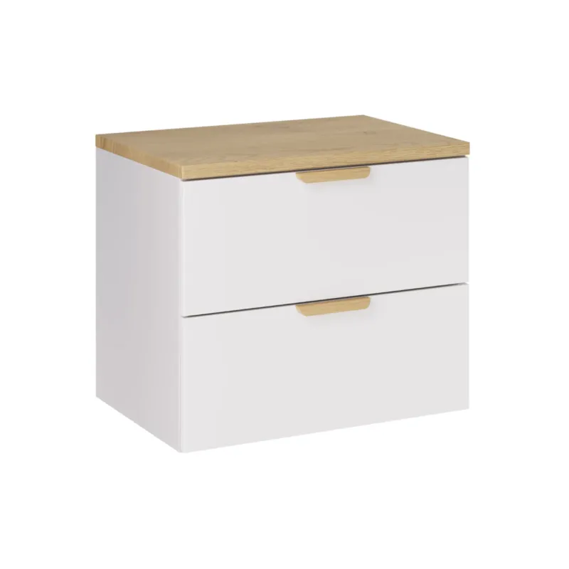 Szafka pod umywalkę wisząca z blatem z białego dębu, ASTER 60 cm - Nie przegap