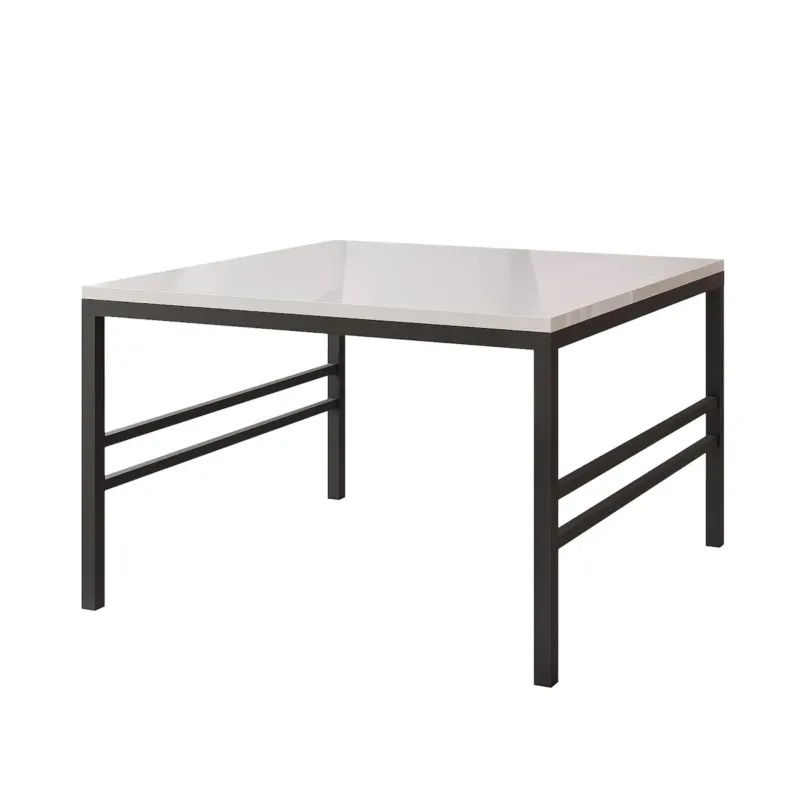 Dostępne od ręki Stolik kawowy blat BIAŁY POŁYSK, CZARNY stelaż 70cm FORMA -