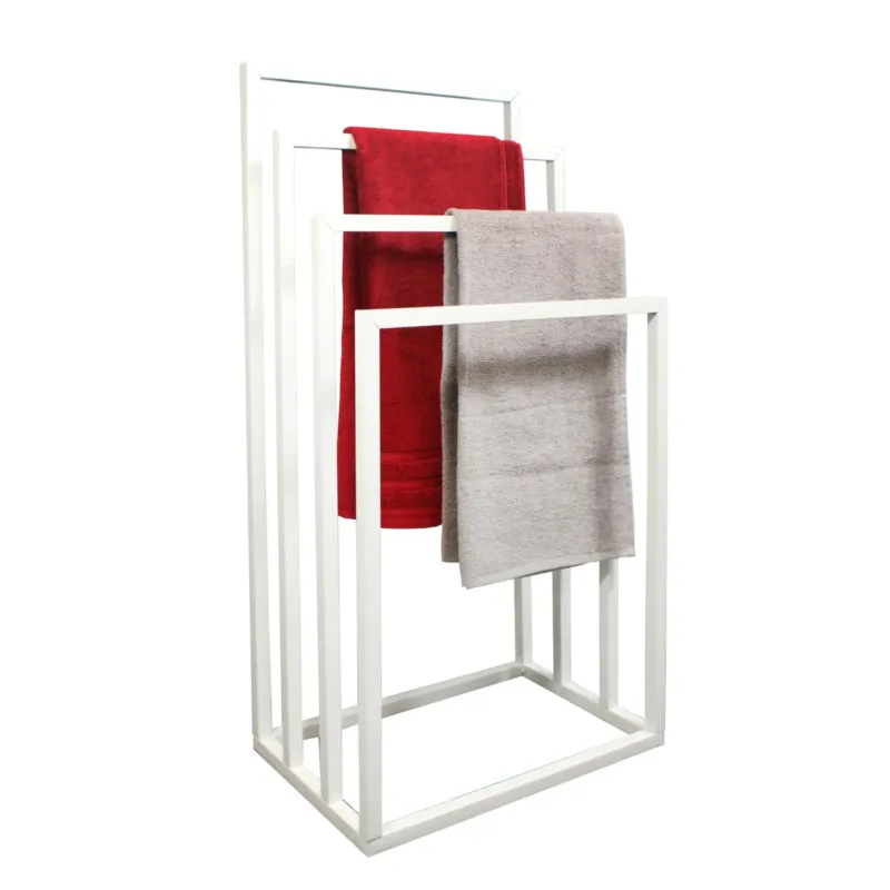 Szybka wysyłka Wieszak wolnostojący na ręczniki łazienkowe kąpielowe 45x29x88cm biały BRUNBESTE -