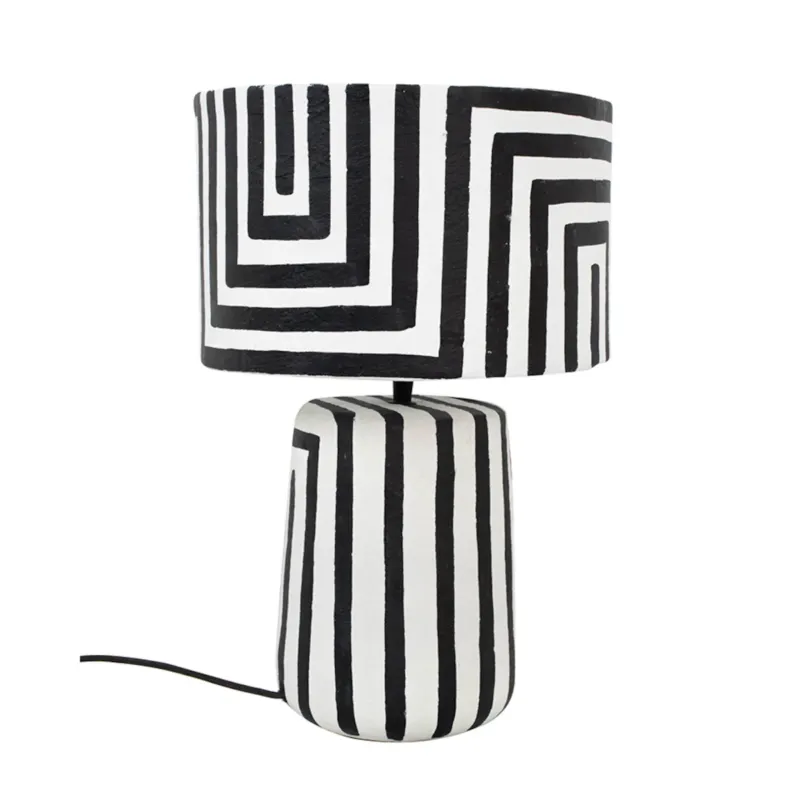 KARE lampa stołowa STRISCE 44 cm biało-czarna - Wyjątkowa oferta