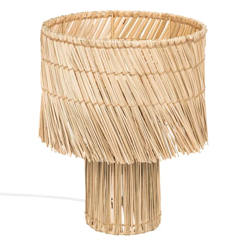 Popularny Lampa stołowa boho z trzciny YONI, 34 cm -