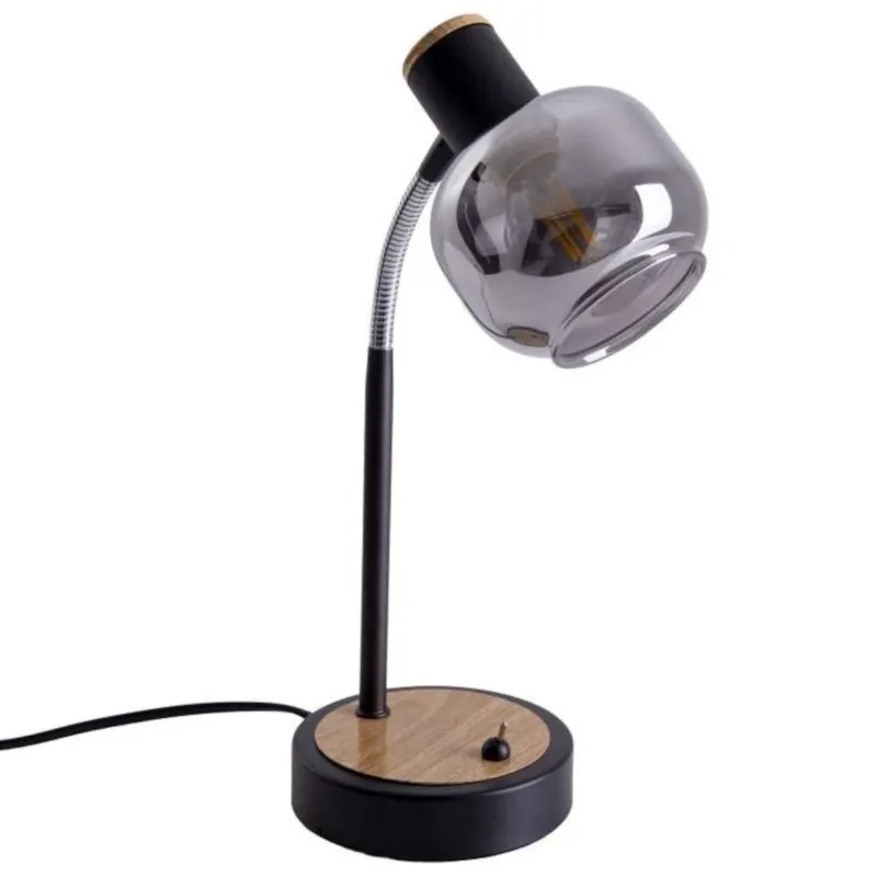 Stojąca LAMPKA biurkowa FUMOSO 3185922 Nave szklana LAMPA stołowa regulowana czarna przydymiona - Nowy