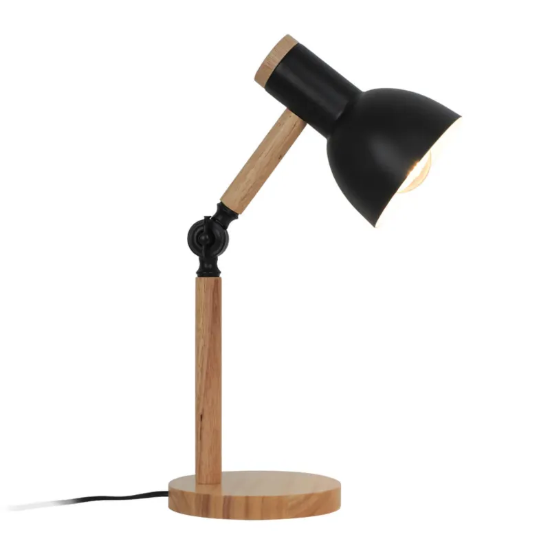 Biurkowa lampka Balbo T22004B-BL Zumaline regulacja drewniany czarny - Tylko dziś
