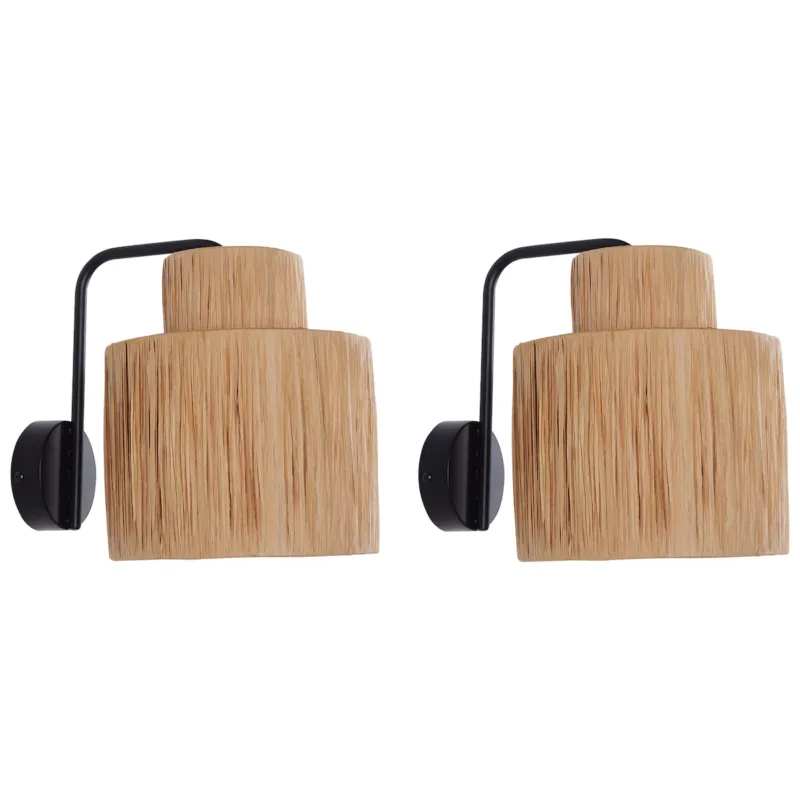 Zestaw 2 lamp ściennych SHINFA Naturalny Plecionka - Tylko do końca tygodnia