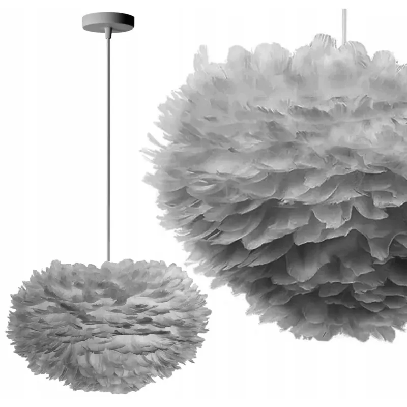 Lampa Sufitowa Wisząca Glamour Pióra Szara Nordic - Bestseller