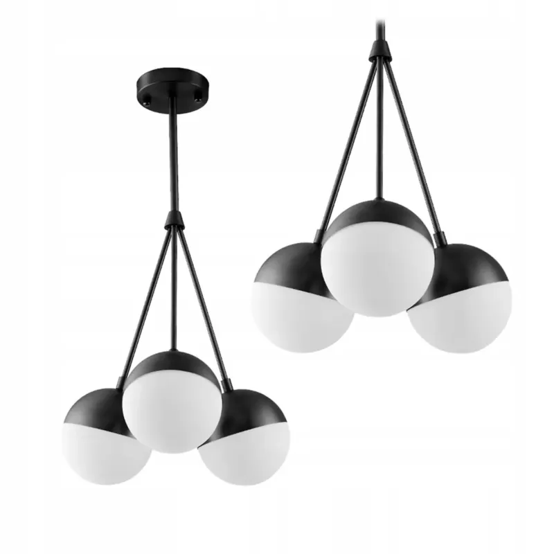 Ekspresowa dostawa Lampa Wisząca Kule Szklana Mleczna Czarna Biała -