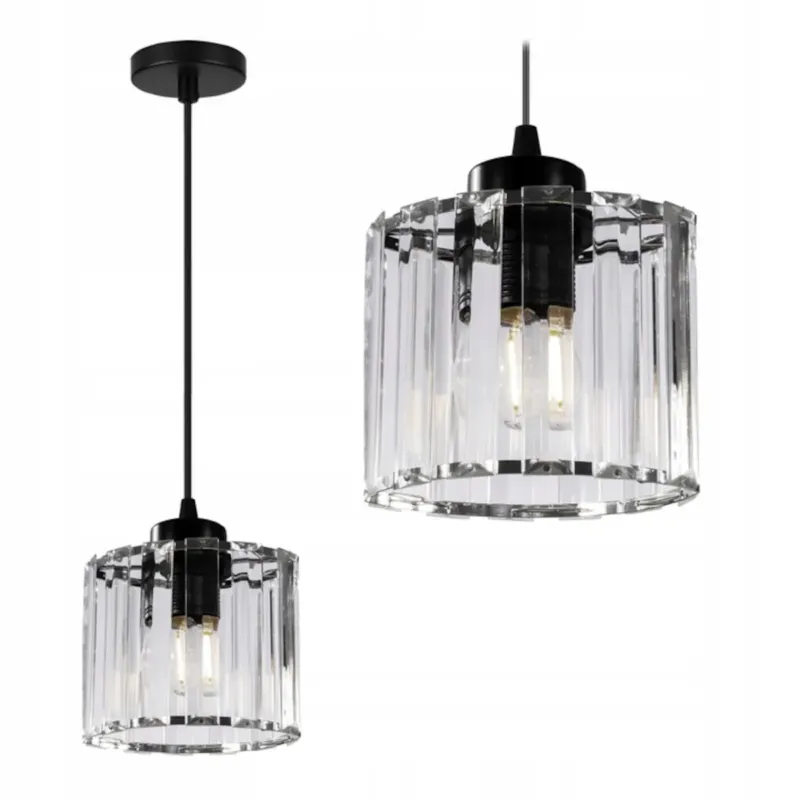 Lampa Sufitowa Wisząca Kryształ Czarna Glamour - Hit cenowy