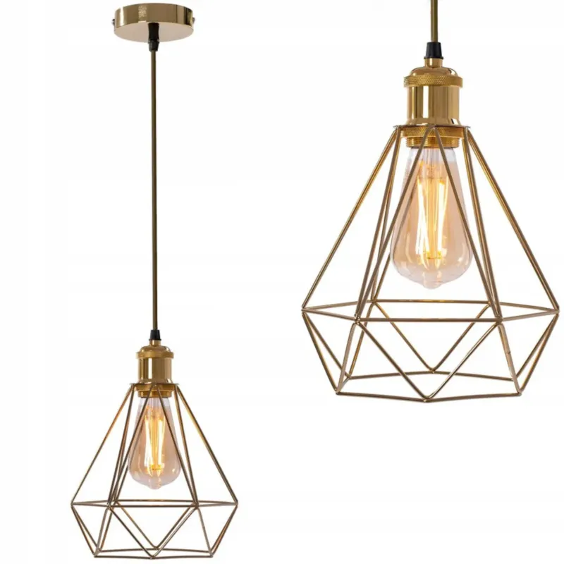 Promocja Lampa Diament Sufitowa Wisząca Złota Loft Gold -
