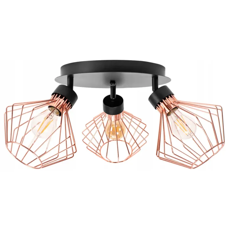 Lampa Potrójna Metalowa Loft Plafon Czarna Rose - Wyjątkowa oferta