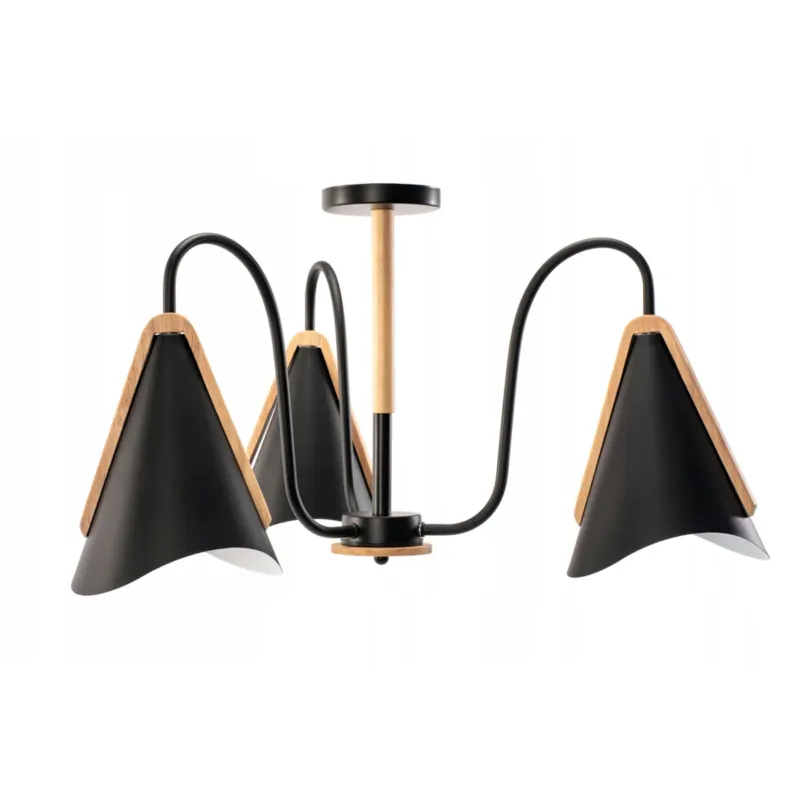 Dostępne od ręki Lampa Sufitowa Skandynawska Czarna 3 Ramiona Metal -