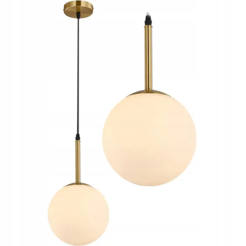 Lampa Wisząca Sufitowa Szklana Biała Mleczna Gold - Tylko dziś