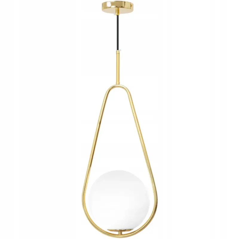 Lampa Sufitowa Wisząca Szklana Kula Biała Złota - Oferta