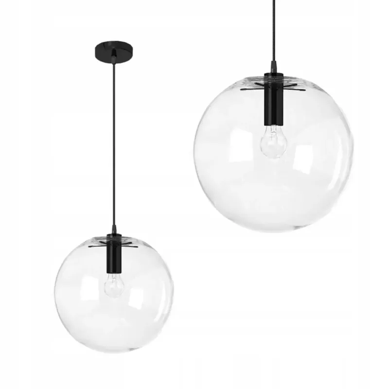 Lampa Wisząca Szklana Kula Black Czarna Lassi 25Cm - Szybka dostawa