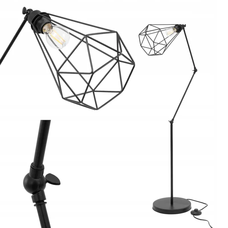 Lampa Stojąca Podłogowa Black Loft Czarna Reno - Ostatnia szansa