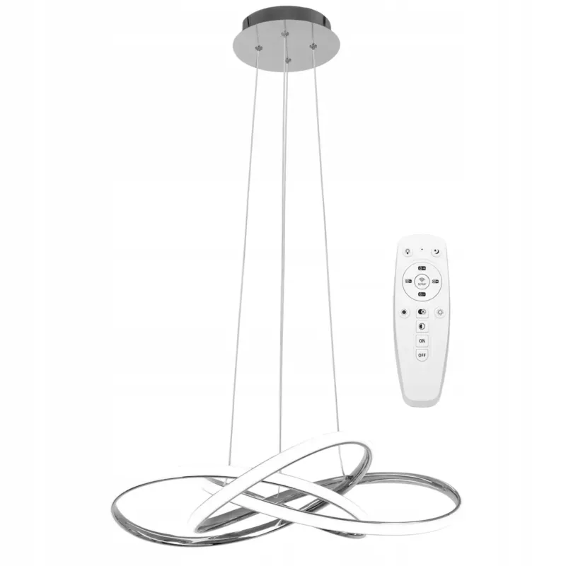 Tylko dziś Lampa Sufitowa Wisząca Metal Ring Chrom Led +Pilot -
