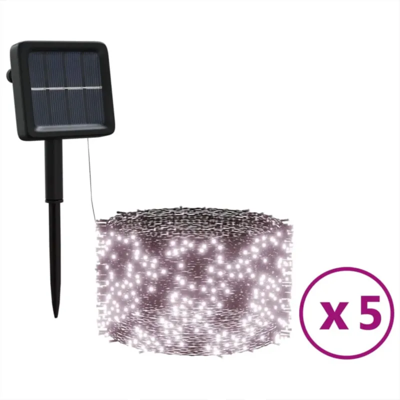 Do wyczerpania zapasów vidaXL Solarne lampki dekoracyjne, 5 szt., 5x200 LED, ciepłe białe -
