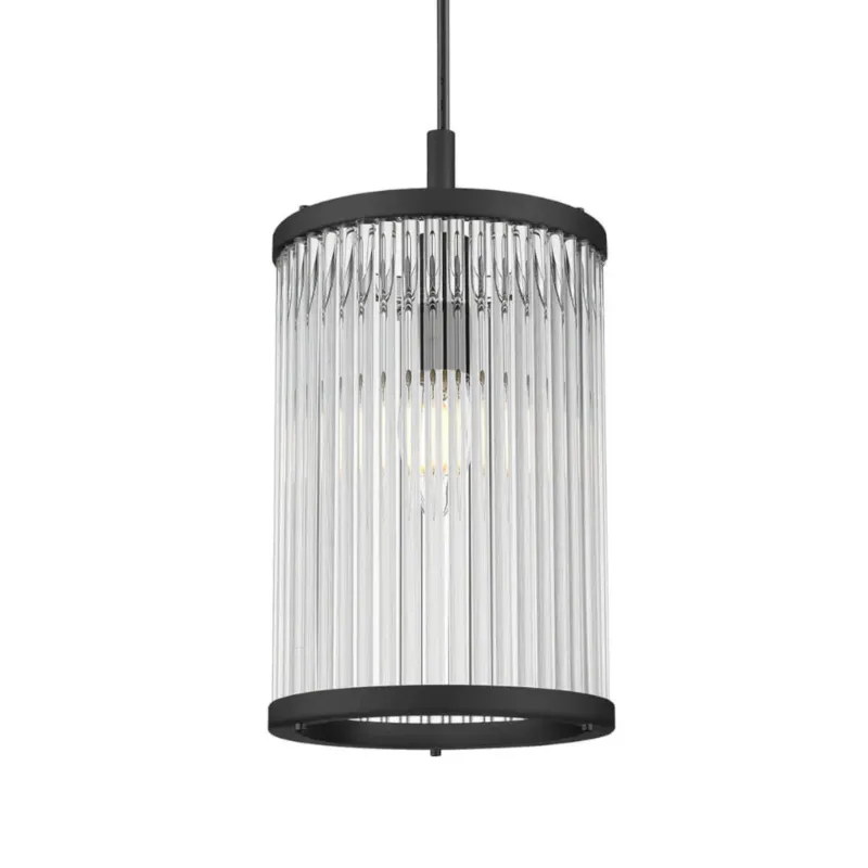 Loftowa lampa wisząca Sergio P0528-01F-P7AC Zumaline tuba metal szkło czarny przezroczysty - Wysoka jakość
