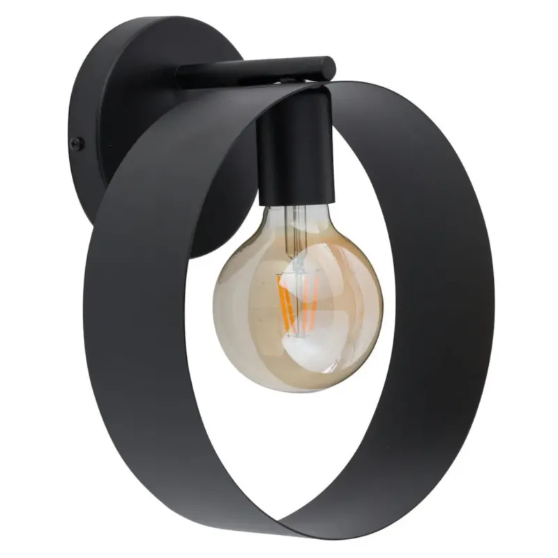 Okrągła lampa ścienna HOOP 32304 Sigma metalowa do sypialni czarny - Tylko do końca tygodnia