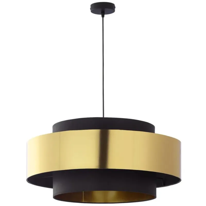 Nowoczesna lampa wisząca Calisto 4376 TK Lighting okrągła tuba czarna złota - Wyprzedaż