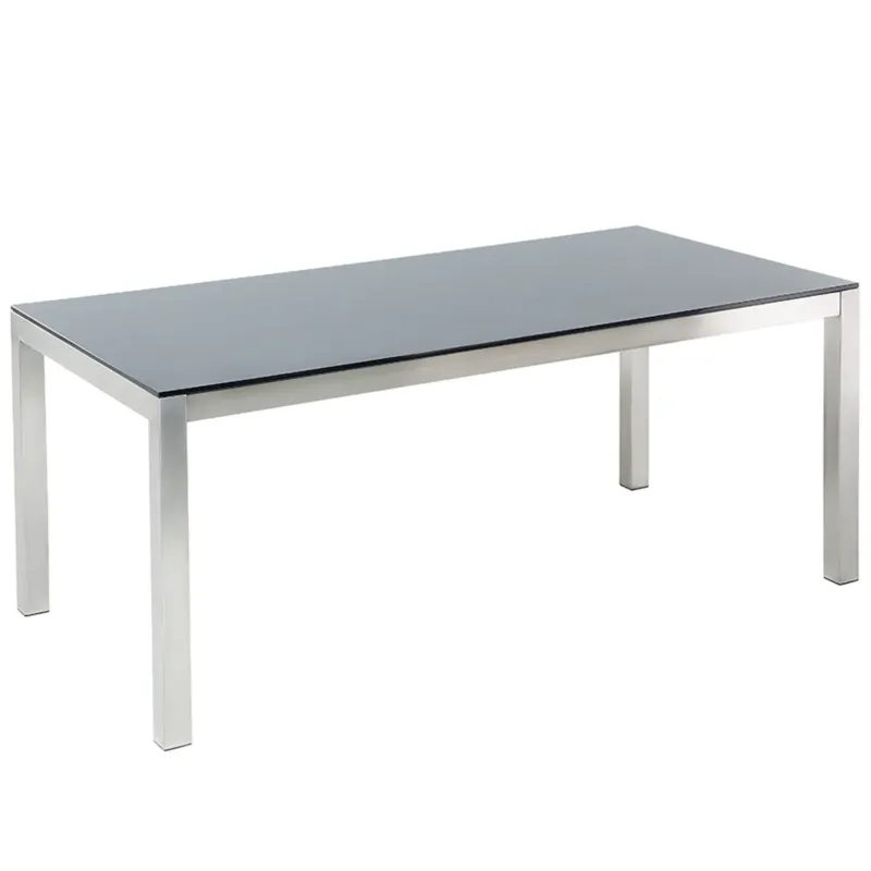 Cena promocyjna Stół ogrodowy GROSSETO 180 cm 90 cm Szkło hartowane Czarny -