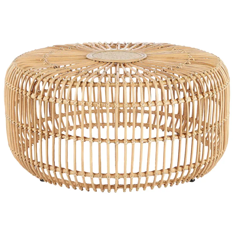 Nowość Stolik kawowy ogrodowy RANDAZZO 85 cm 85 cm Rattan Jasnobrązowy -