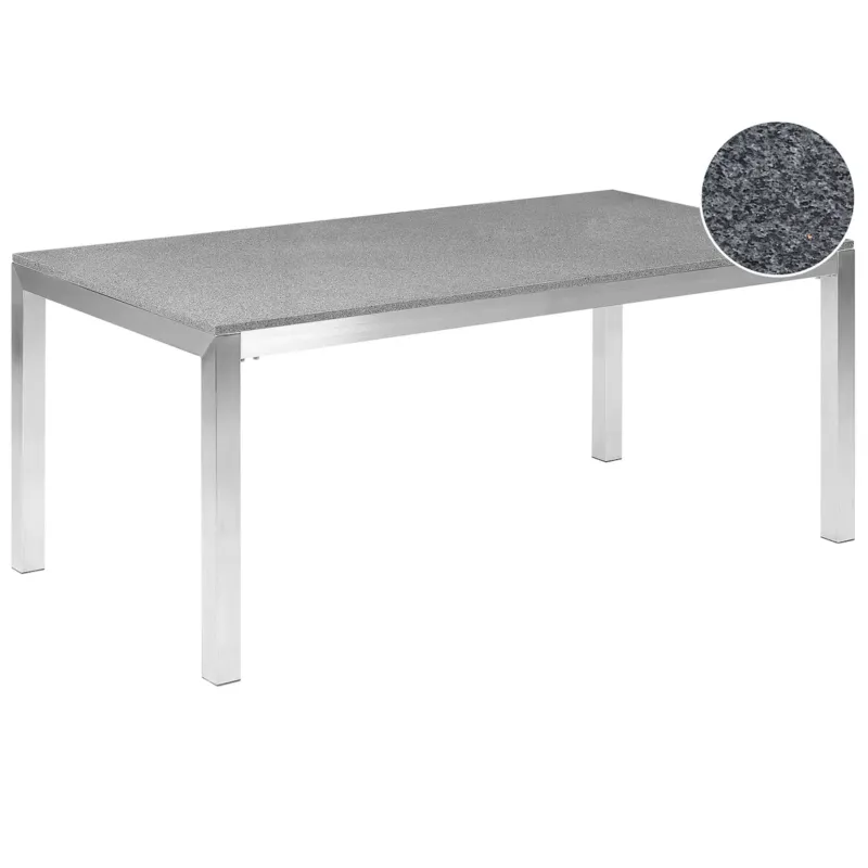 Stół ogrodowy GROSSETO 180 cm 90 cm Polerowany Granit Szary - Wyjątkowa oferta