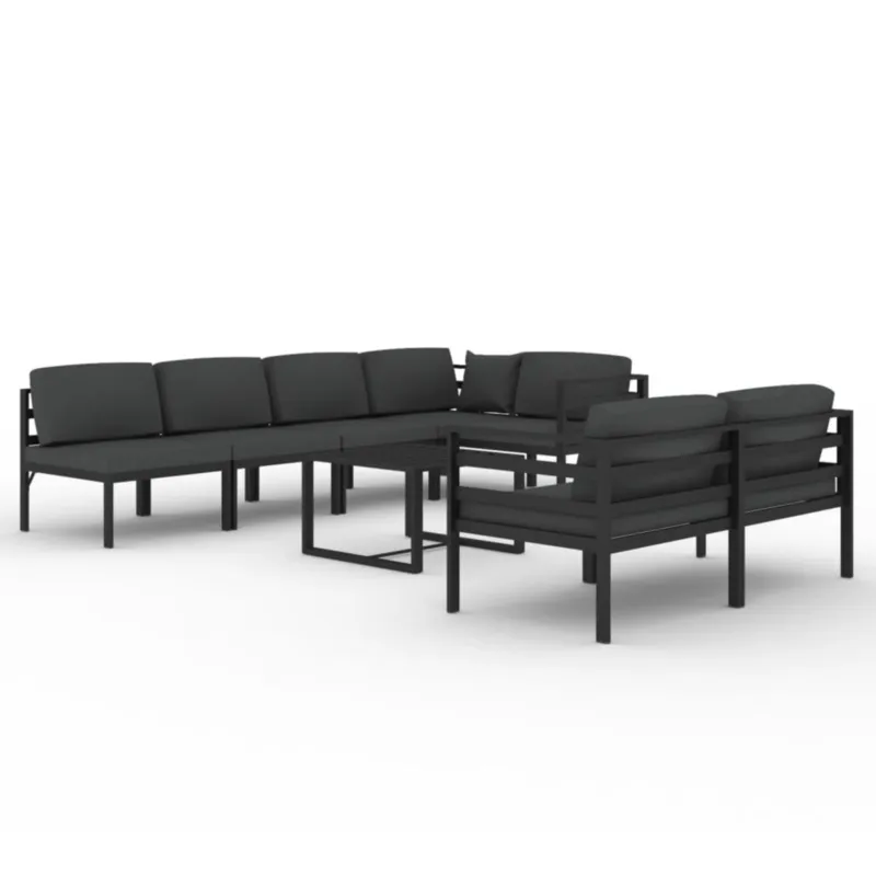 Ostatnie sztuki vidaXL 8-cz. zestaw mebli ogrodowych, poduszki, aluminium, antracyt -