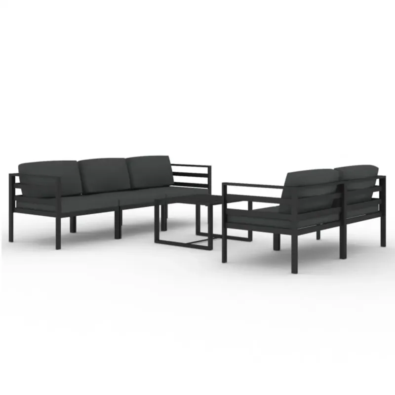 vidaXL 6-cz. zestaw mebli ogrodowych, poduszki, aluminium, antracyt - Ostatnie sztuki