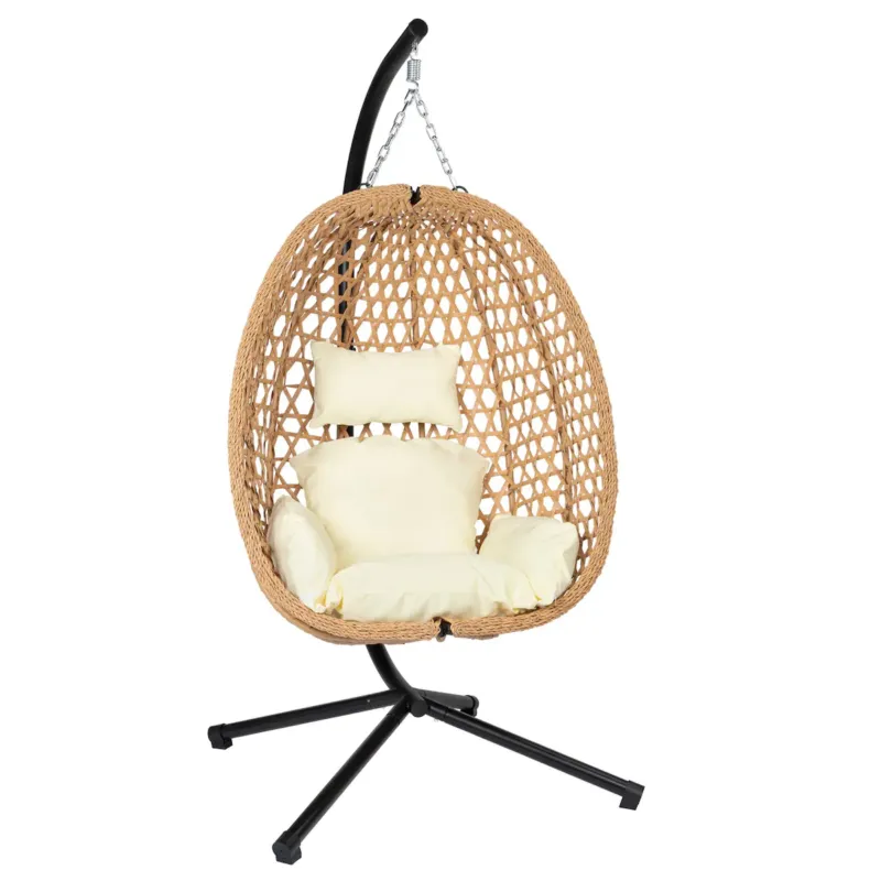 Fotel wiszący styl boho kokon ogrodowy składany poduszki FUNFIT GARDEN - Taniej
