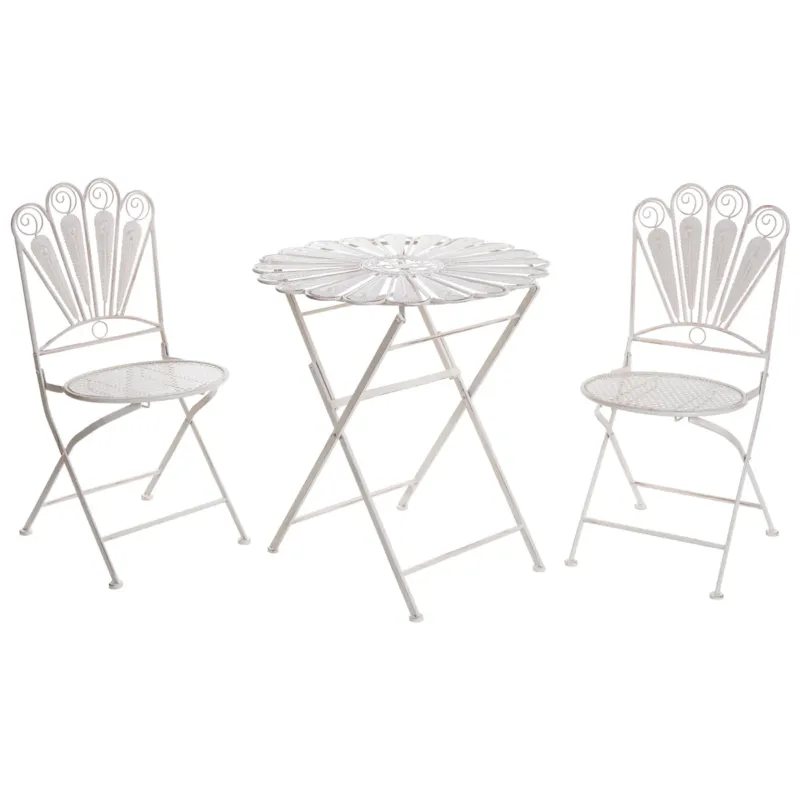 Zestaw mebli balkonowych Składane PAVIA Metal Złamana biel - Oferta