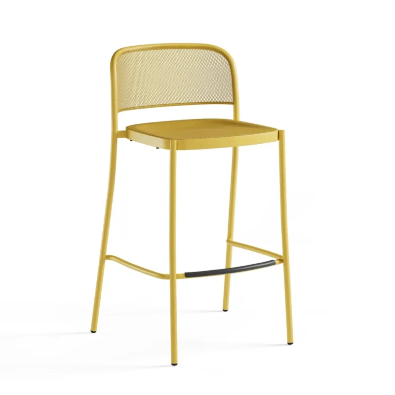Wybór klientów Zestaw 4 krzeseł barowych ogrodowych Cafe Curry Yellow EMU